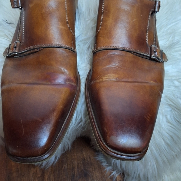 Magnanni  Brown LeatherDouble  Monk Strap Shoes 10 - Picture 10 of 12
